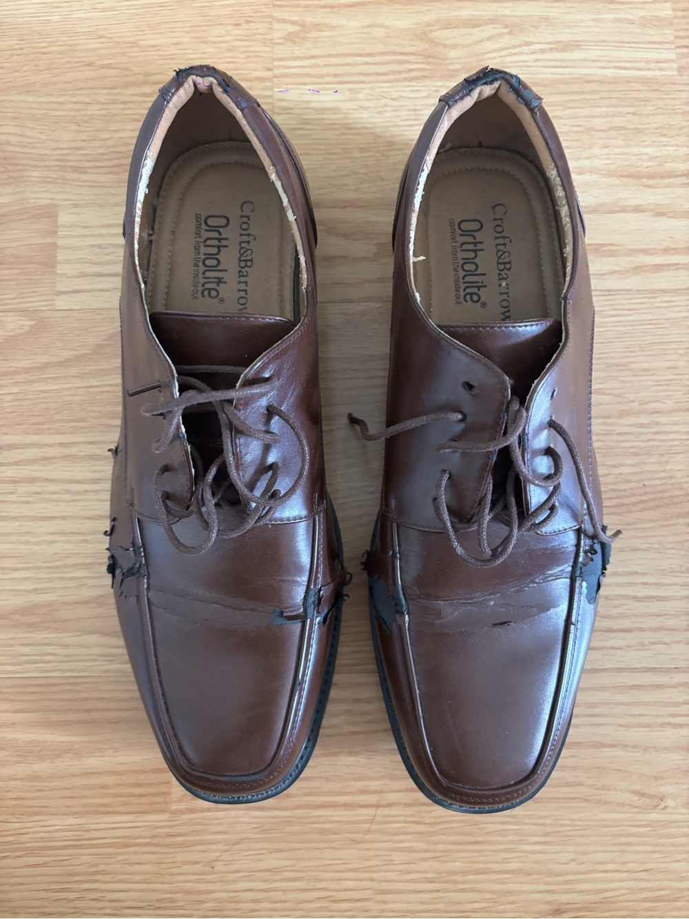 Croft & Barrow Men's Brown Leather Lace-Up Oxfords